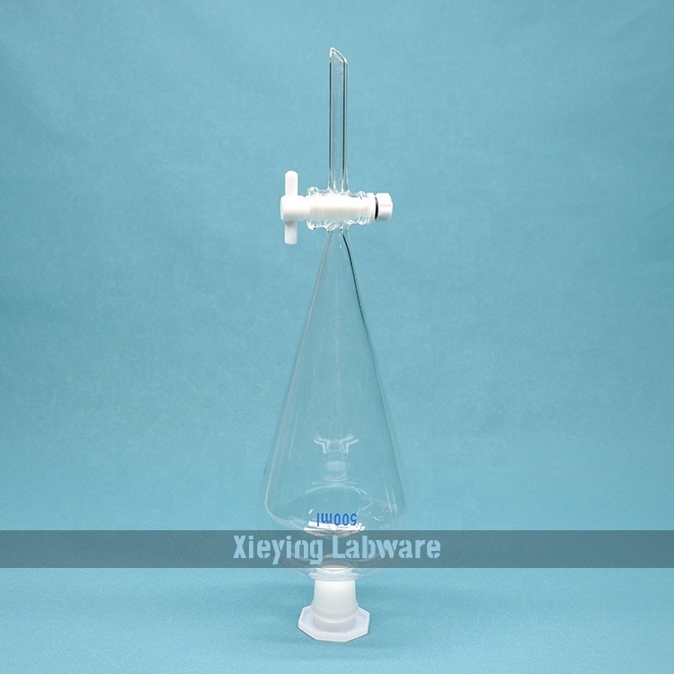 Lab Glassware Pear Shape Borosilicate Glass Separatory Funnel Separating Funnel with PTFE or Glass Stopcock