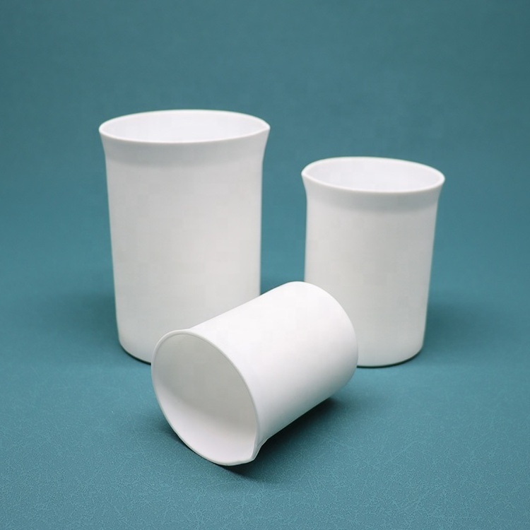 30ml- 10000ml Professional Chemical lab chemical White PTFE Beaker Manufacturer with Lid or Handle