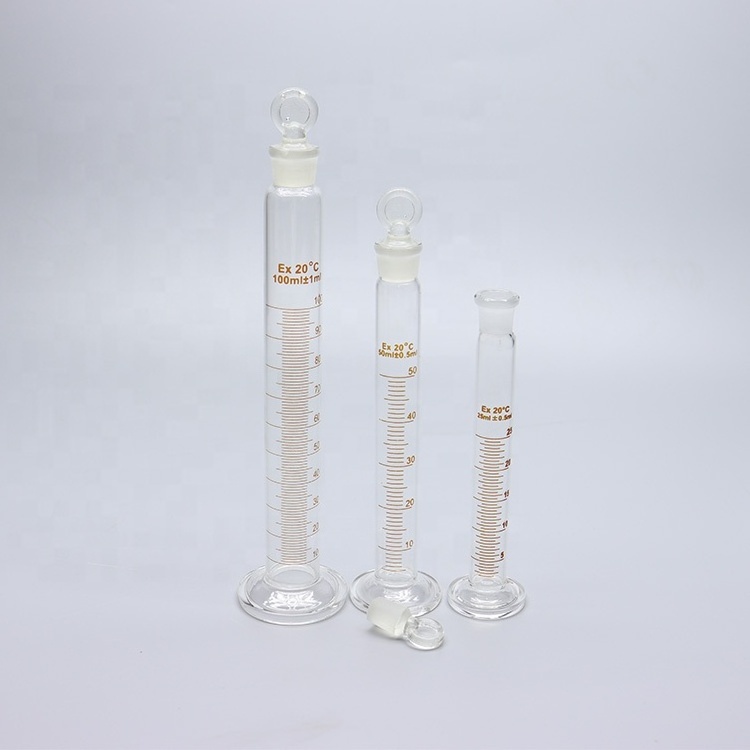 5ml~2000ml Lab Glassware Boro3.3 Glass Thick-walled Measuring Graduated Cylinder With Glass Stopper