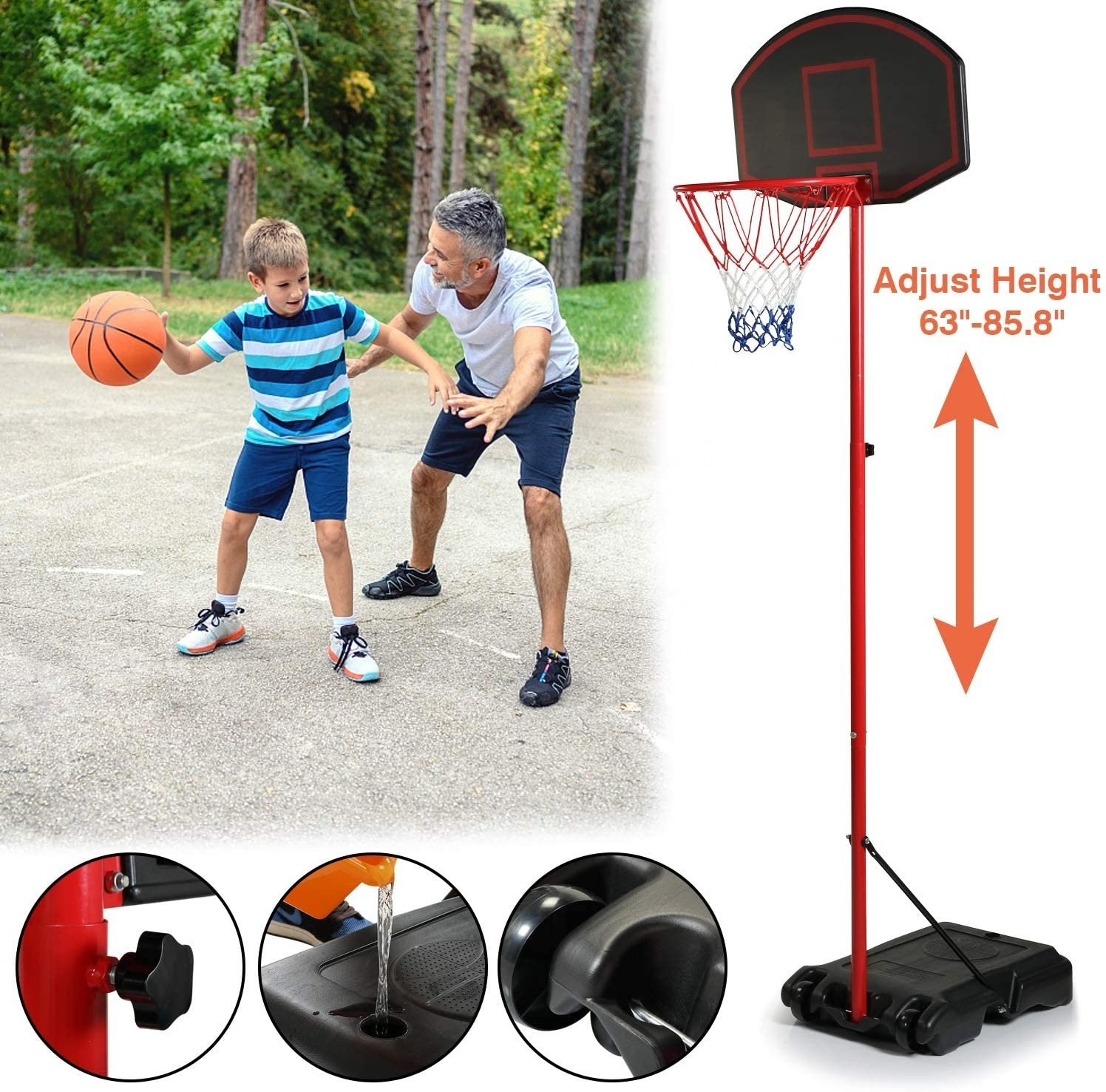 basketball training equipment Hoop Outdoor, Basketball Stand with Wheels and Backboard for Kids Youth & Adult