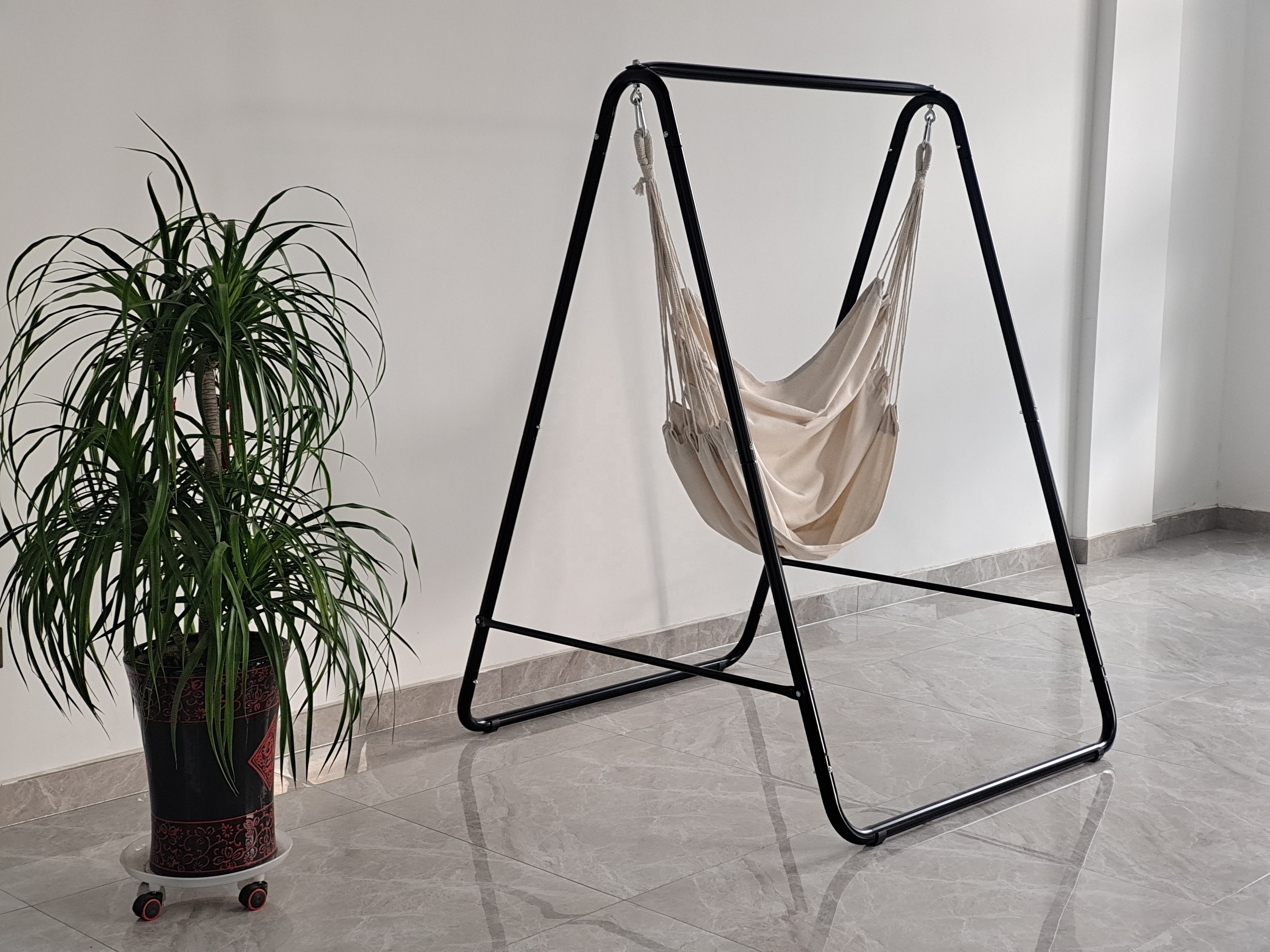 Hammock Chair Suspended Upholstered Indoor Swing with Stand