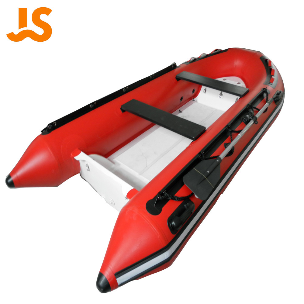 CE cheap PVC hull inflatable rib catamaran 3.6m fiberglass floor fishing kayak boat for sale Red JSRR360