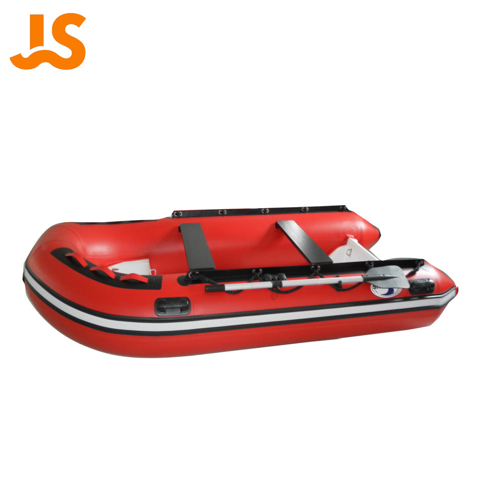 CE cheap PVC hull inflatable rib catamaran 3.6m fiberglass floor fishing kayak boat for sale Red JSRR360