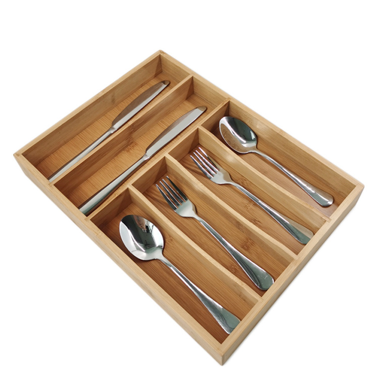 Wholesale spoon and fork organizer organizer from china kitchen accessories utensils Bamboo wood drawer Organizers