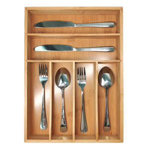 Wholesale spoon and fork organizer organizer from china kitchen accessories utensils Bamboo wood drawer Organizers