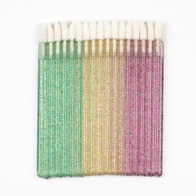 50pcs/pack Glitter powder crystal handle disposable lip brush Makeup applicator for lip