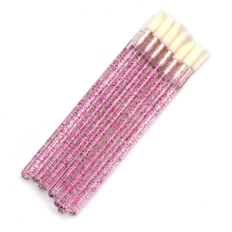 50pcs/pack Glitter powder crystal handle disposable lip brush Makeup applicator for lip