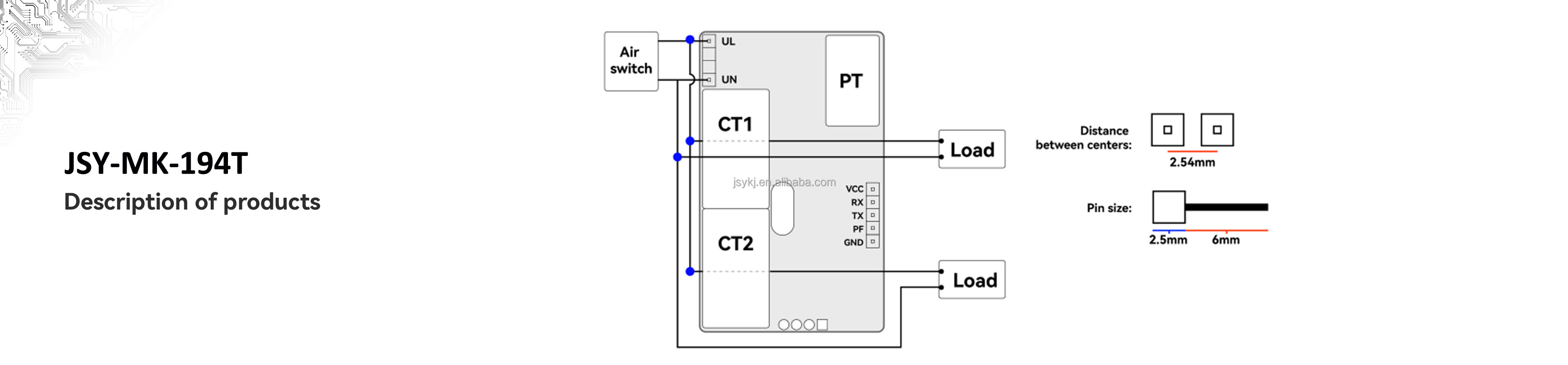 JSY-MK-194T AC Multi-Function Electric Energy Metering Power Monitor Single Phase Bidirectional Meter Energy Meter Module