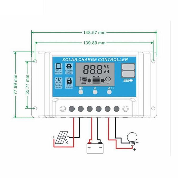 Factory wholesale 12V /24V/48v 10A/20A/30A solar controller manual PWM solar charge controller