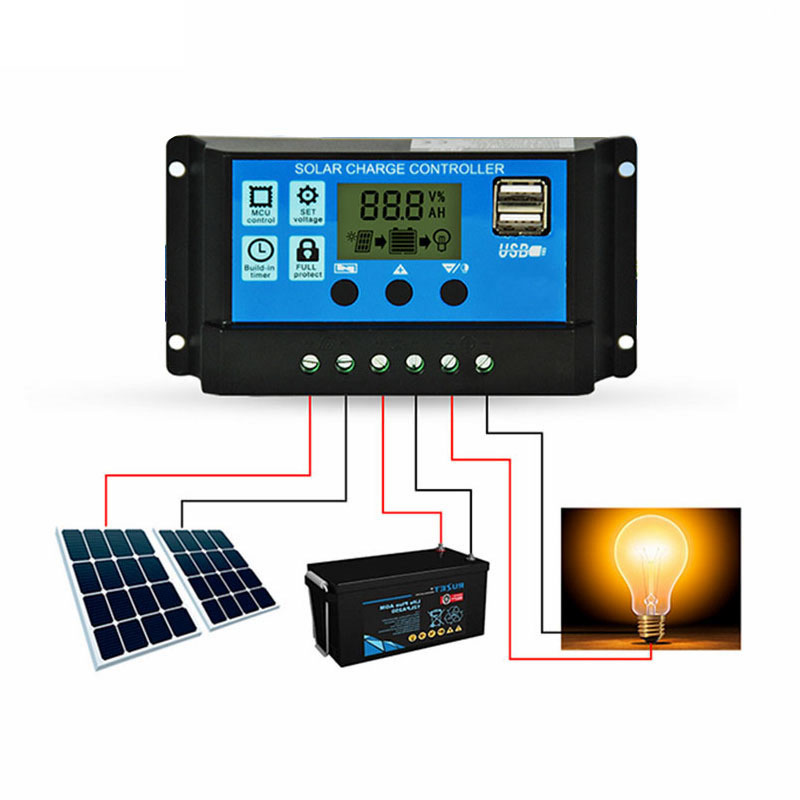 Factory wholesale 12V /24V/48v 10A/20A/30A solar controller manual PWM solar charge controller