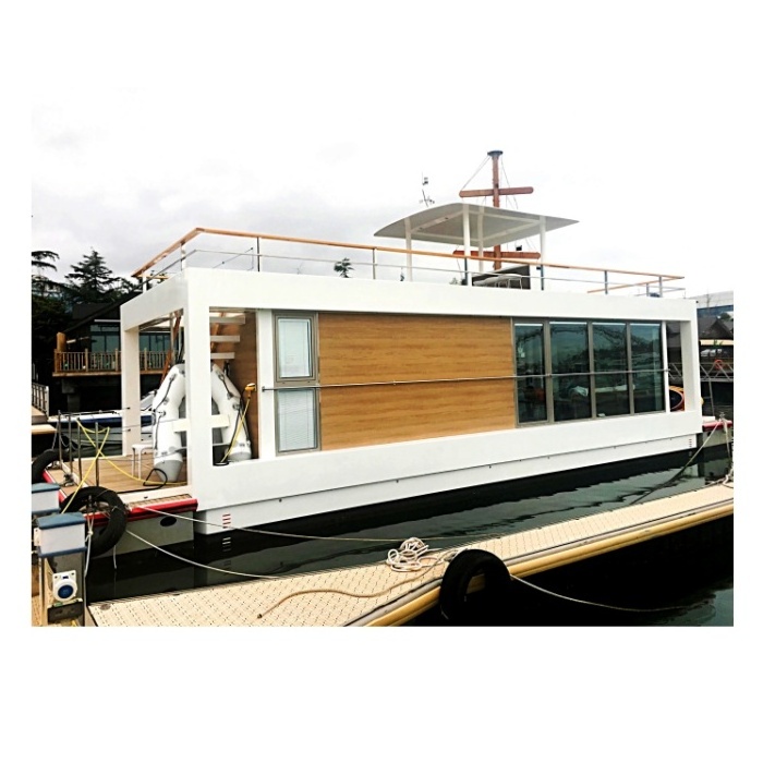 Yuanmeng New Design Water Floating House Boat Luxury Aluminum Pontoon Houseboat For Sale