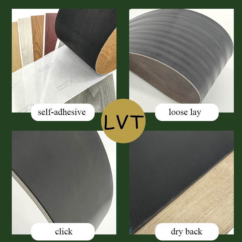 3 mm self adhesive vinyl LVT floor sticker waterproof wood peel and stick floor for bathroom  kitchen