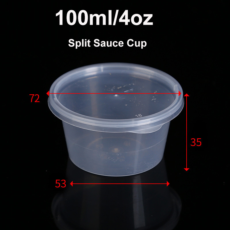 4oz Disposable Plastic Food Grade Tomato Sriracha Pizza Soy Barbecue sweet chili Sauce Cup Container Small Dipping Bowl with lid