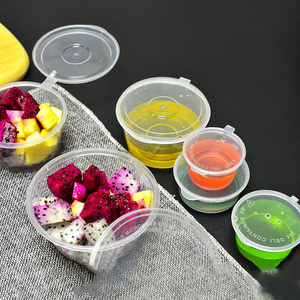 Free Sample Restaurant Takeaway To Go Disposable Plastic Food Grade Salad Dressing Small Round Box Bowl Container Sauce Soy Cup