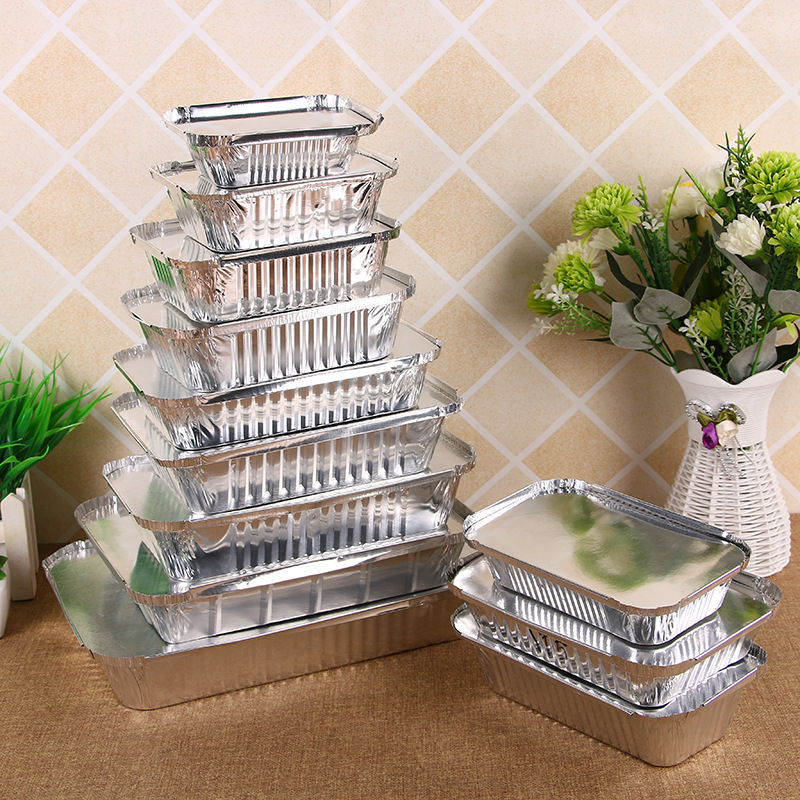 Wholesale Restaurant Household Disposable Barbecue Food Grade Grilled Fish Rice Curry Oven Aluminum Foil Box with lid