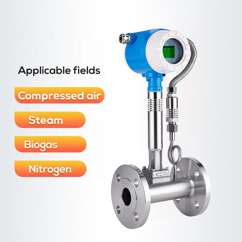 Insertion type stainless steel gas liquid steam gas flow meter digital steam propane biogas vortex compressor air flow meter