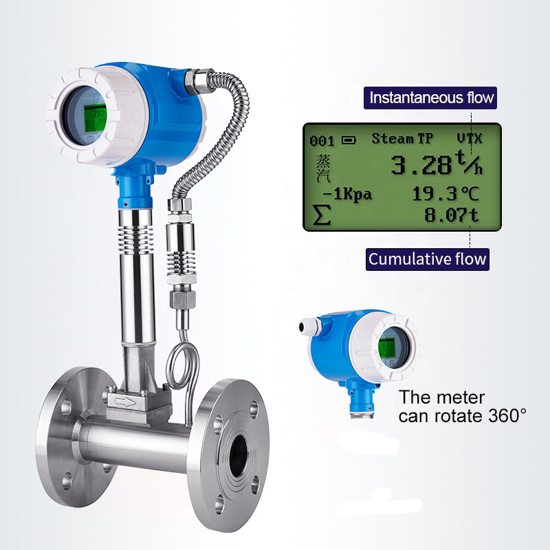 Insertion type stainless steel gas liquid steam gas flow meter digital steam propane biogas vortex compressor air flow meter