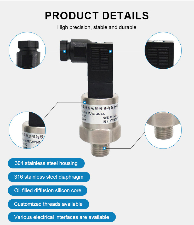 4-20mA 0-5V 0-10V  Hydraulic Pressure Sensor Pressure Transducer Pressure Transmitter For Water Oil Gas