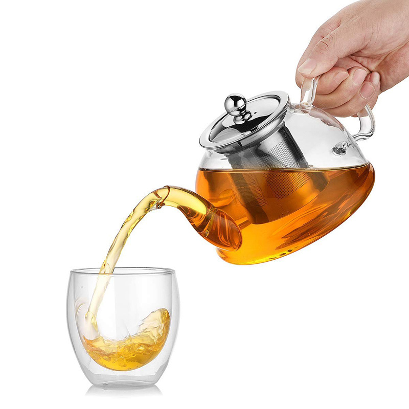 500ml new design glass teapot, tea infuser pot, glass brewing tea pot for loose leaf tea flower tea