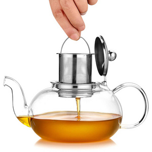 Clear Glass Teapot with Infuser, High Borosilicate Glass Teapot with Removable Stainless Steel Infuser, Stovetop Safe