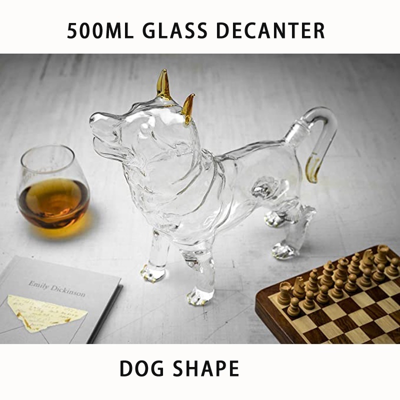 500ml Handblown Borosilicate Animal Shaped Glass Wine Alcohol Bottle Clear Whisky Decanter