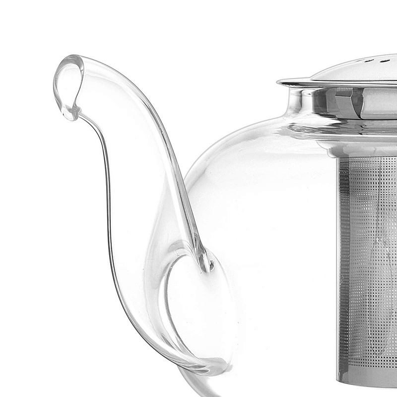 Clear Glass Teapot with Infuser, High Borosilicate Glass Teapot with Removable Stainless Steel Infuser, Stovetop Safe