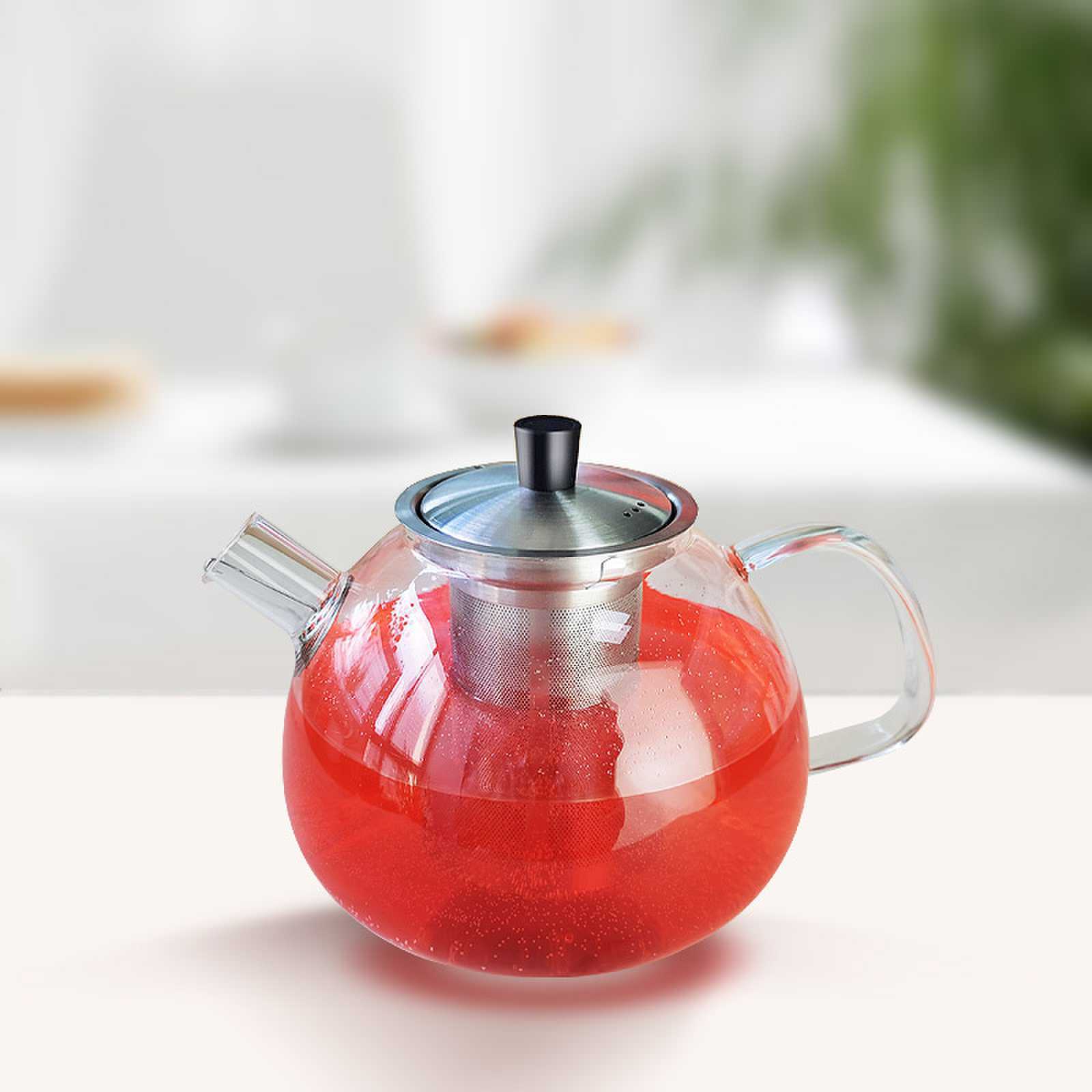 Wholesale Factory Supplies Modern high borosilicate Heat resistant glass teapot with infuser