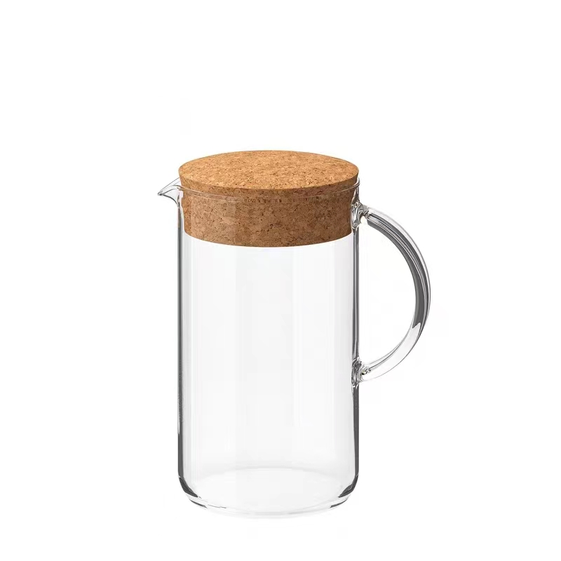 Drip-Free Carafe with Cork Stopper Lid, Glass Fridge Carafe With Tea Maker