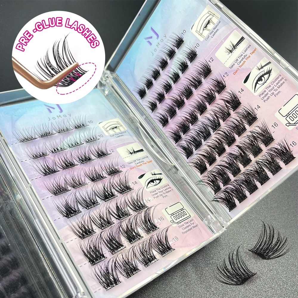 Press On Lashes cluster lashes no glue needed Self Adhesive pre glued eyelashes Reusable DIY lashes extensions