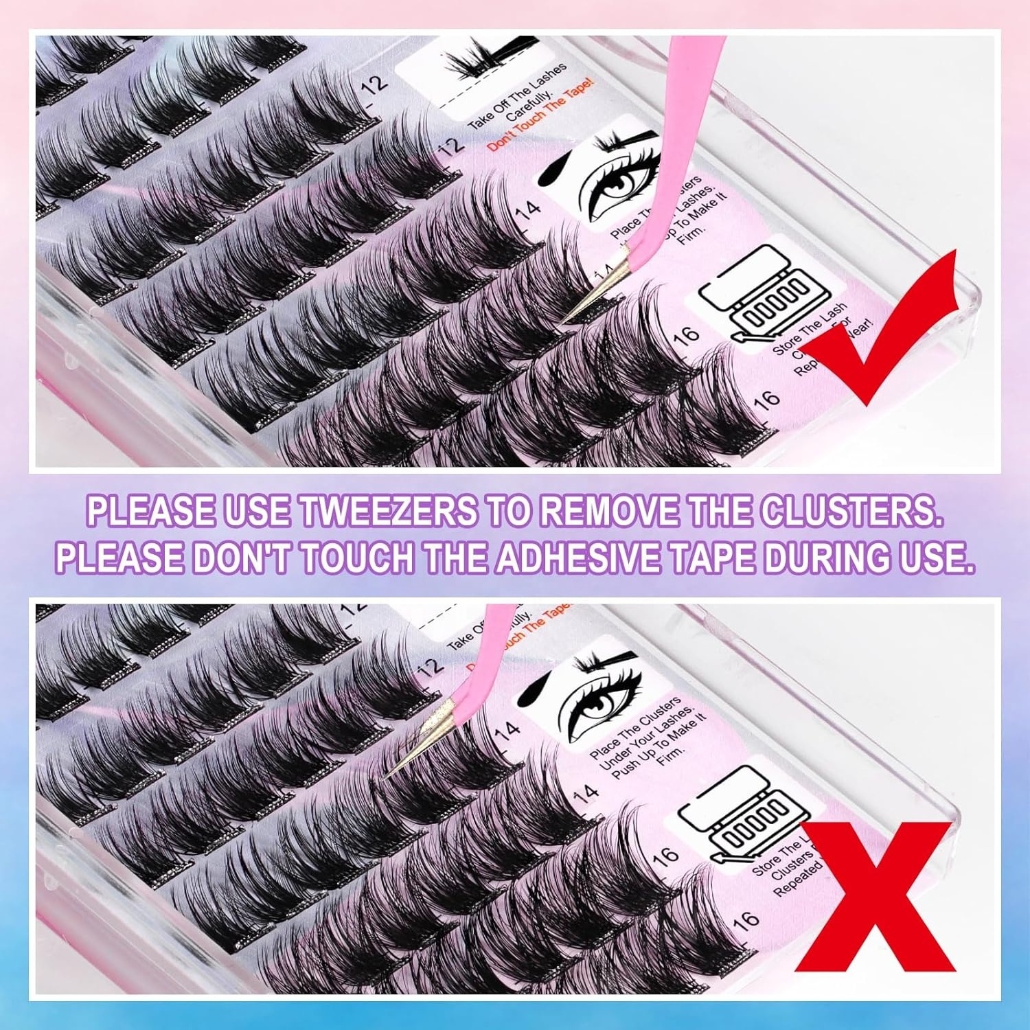 Press On Lashes cluster lashes no glue needed Self Adhesive pre glued eyelashes Reusable DIY lashes extensions