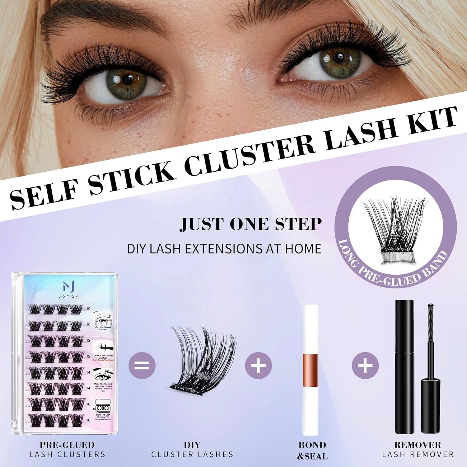 Press On Lashes cluster lashes no glue needed Self Adhesive pre glued eyelashes Reusable DIY lashes extensions