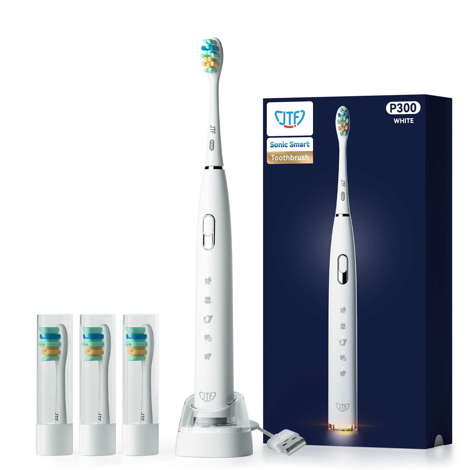 Eco Friendly IPX7 waterproof Rechargeable mini electric toothbrush with 4 Replacement Heads