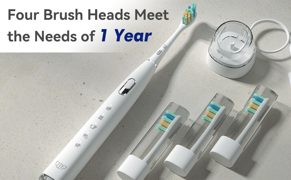 Eco Friendly IPX7 waterproof Rechargeable mini electric toothbrush with 4 Replacement Heads