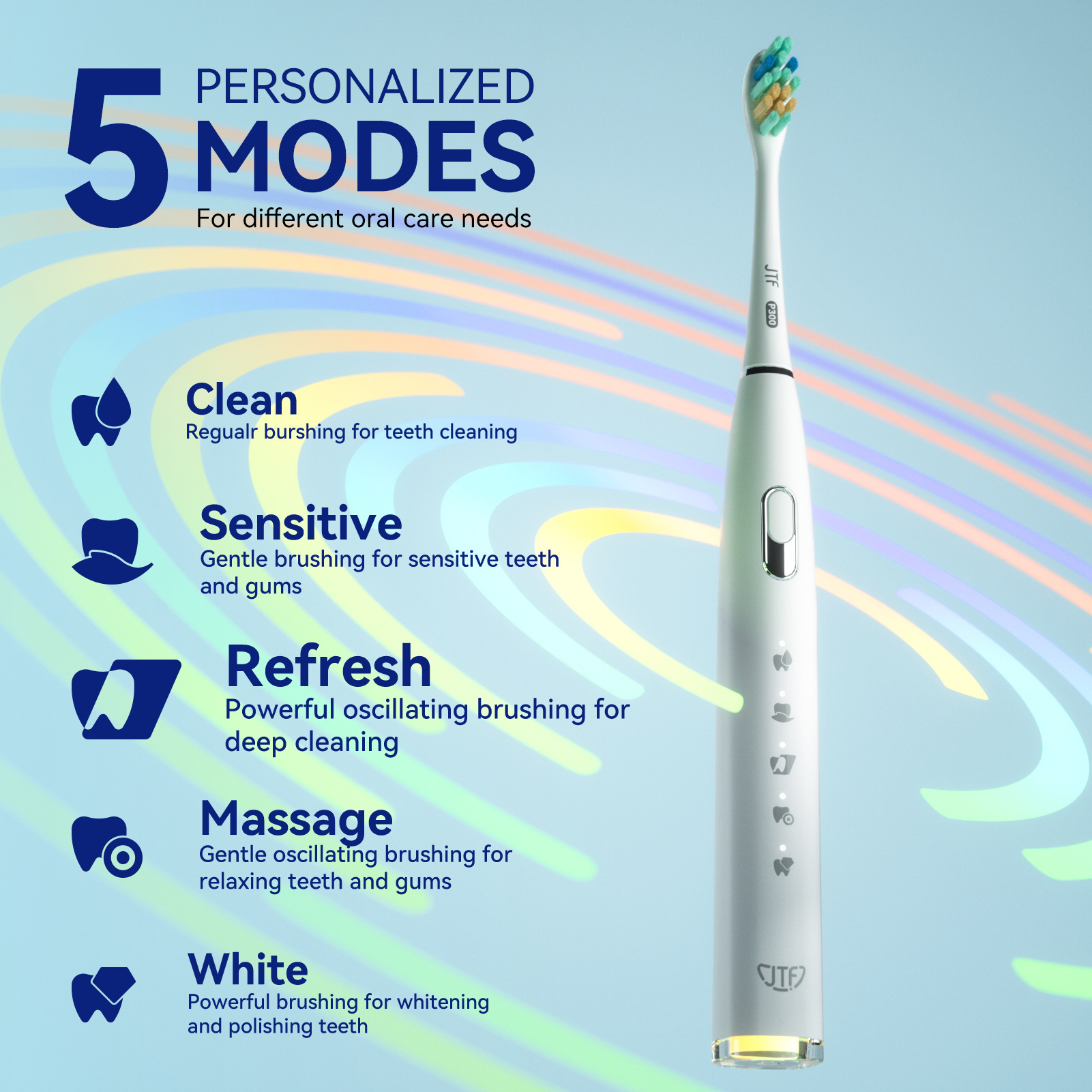 Eco Friendly IPX7 waterproof Rechargeable mini electric toothbrush with 4 Replacement Heads