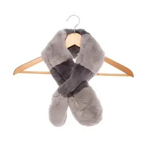 Jtfur Winter Warm Women's Soft Scarf Comfortable Fuzzy Plush Custom Colorblock Fur Scarf