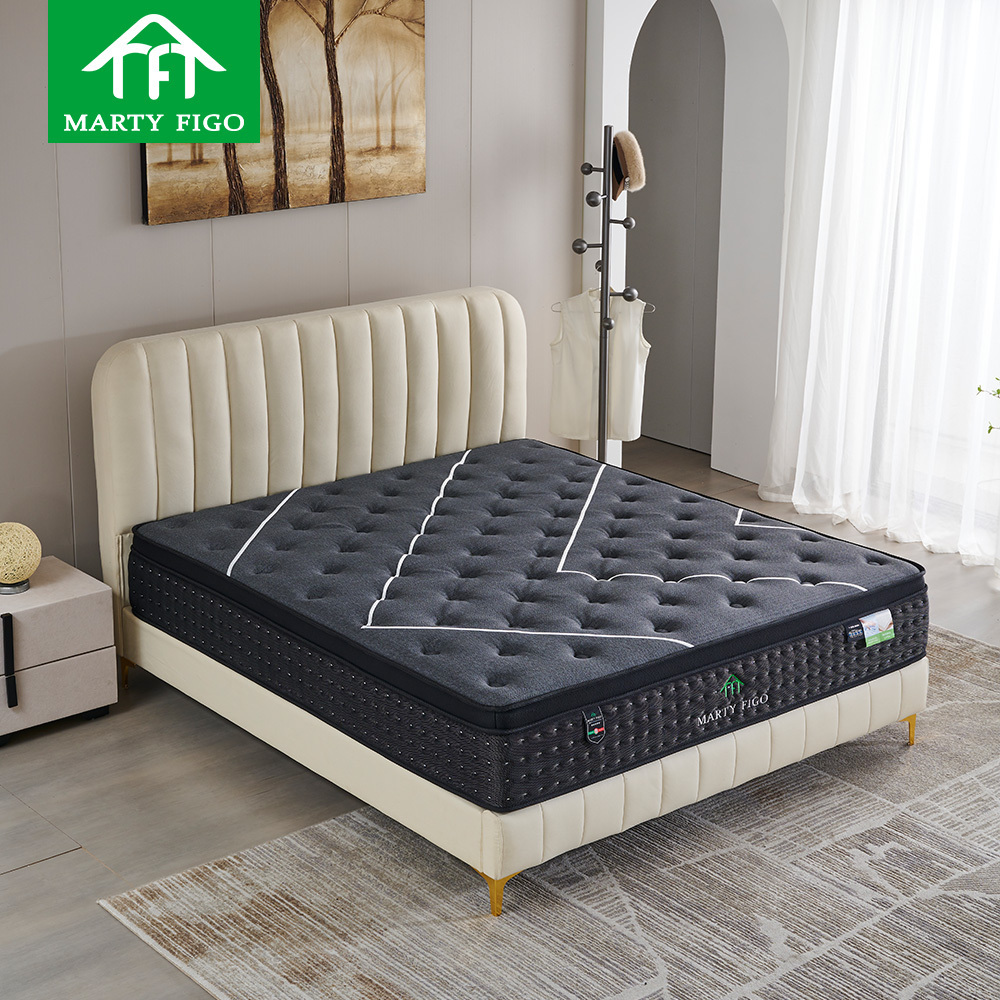 Custom queen king size 5/7 star luxury hypo-allergenic latex cooling gel memory foam Bonnell pocket spring hybrid hotel mattress