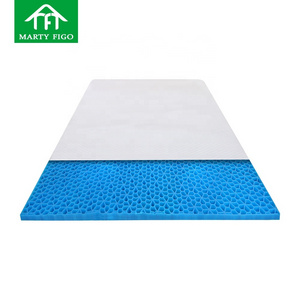 Factory OEM elastic TPE grid airflow rolled up pads king queen size silicone cooling bed gel memory foam mattress topper