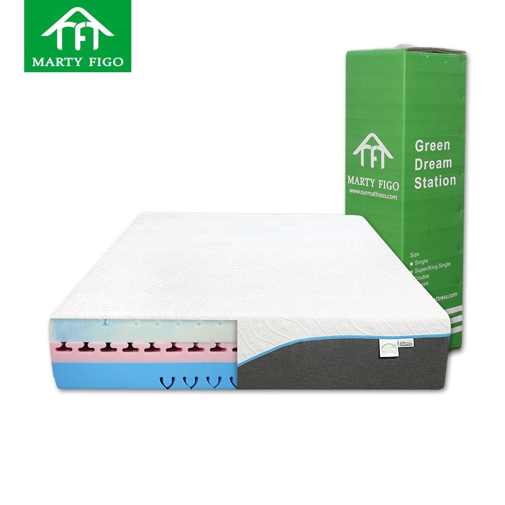 Hypo-allergenic orthopedic adjusted bed compressed removable cover latex TPE cooling gel memory foam rolled up mattress in a box