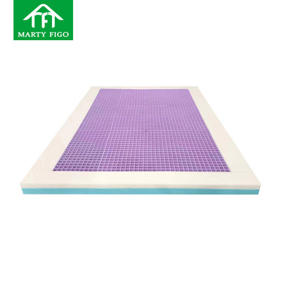 Breathable purple TPE rubber pad mattress hypo-allergenic sleep bed cooling gel memory foam natural latex foam mattress toppers