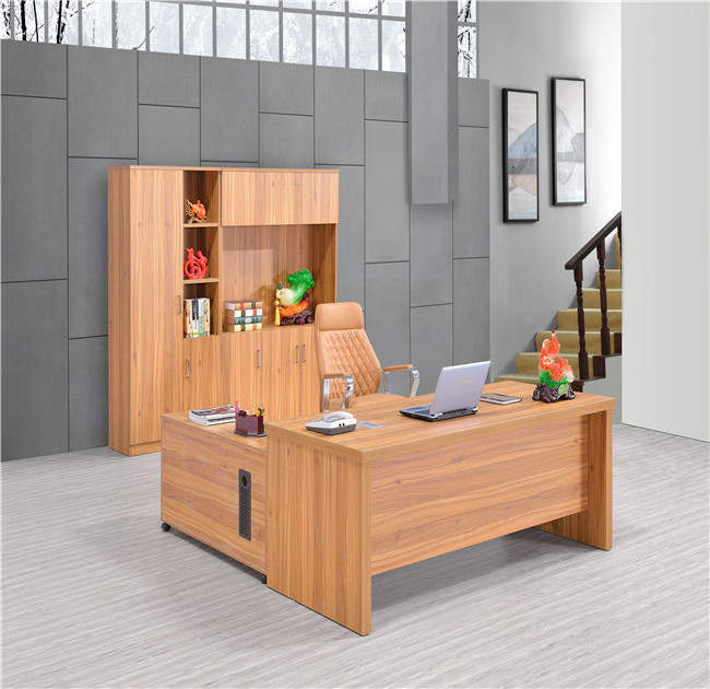 Modern fashion modern glass desk MDF/MFC melamine home office furniture l shaped oak wood modern desk