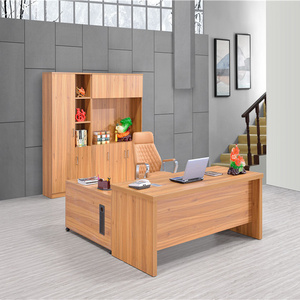 Modern fashion modern glass desk MDF/MFC melamine home office furniture l shaped oak wood modern desk