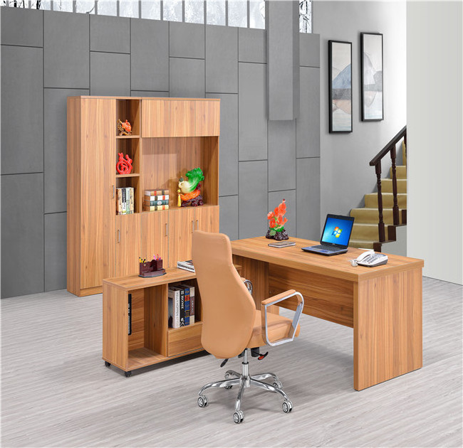 Modern fashion modern glass desk MDF/MFC melamine home office furniture l shaped oak wood modern desk