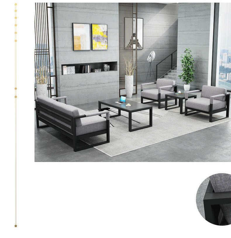 fabric and leather combination sofas office sofa supplier foshan city 2019 grey fashionable living room sofa set for 7 seaters