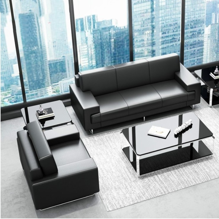 black office sofa two seated combination sofa 1 2 3 office furniture leather sofa set