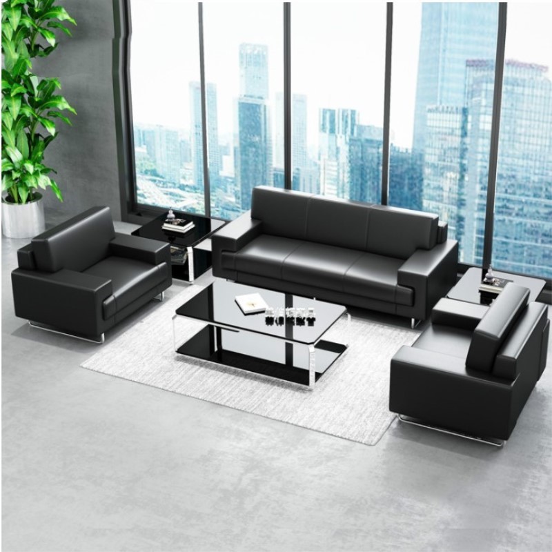 black office sofa two seated combination sofa 1 2 3 office furniture leather sofa set