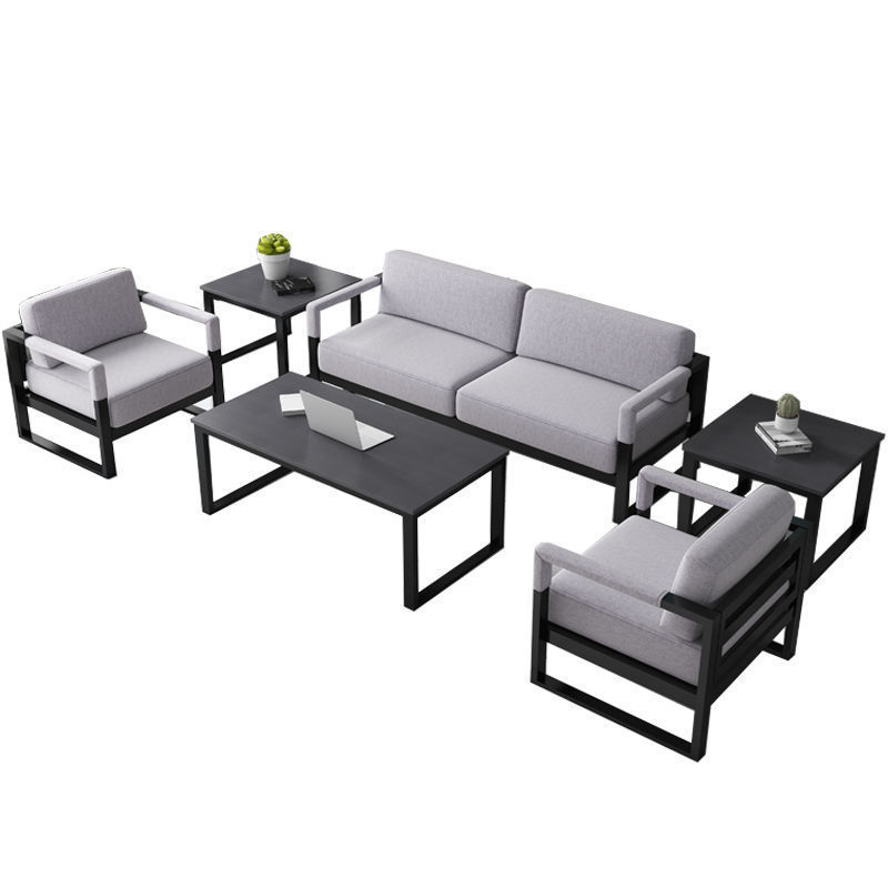 fabric and leather combination sofas office sofa supplier foshan city 2019 grey fashionable living room sofa set for 7 seaters