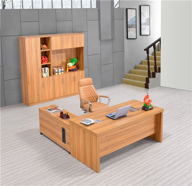 Modern fashion modern glass desk MDF/MFC melamine home office furniture l shaped oak wood modern desk