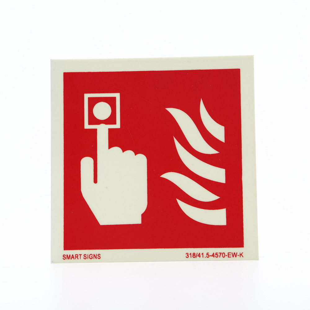 Junting Photoluminescent Fire Alarm call point Sign PVC and aluminum plate Safety Warning Luminous Fire Alarm Sign