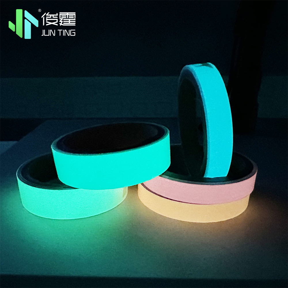 Junting Decorative Glow Vinyl Paper Sticker Glow in the Dark Tape Ribbon photoluminscent film Phosphorescent tape for Sign