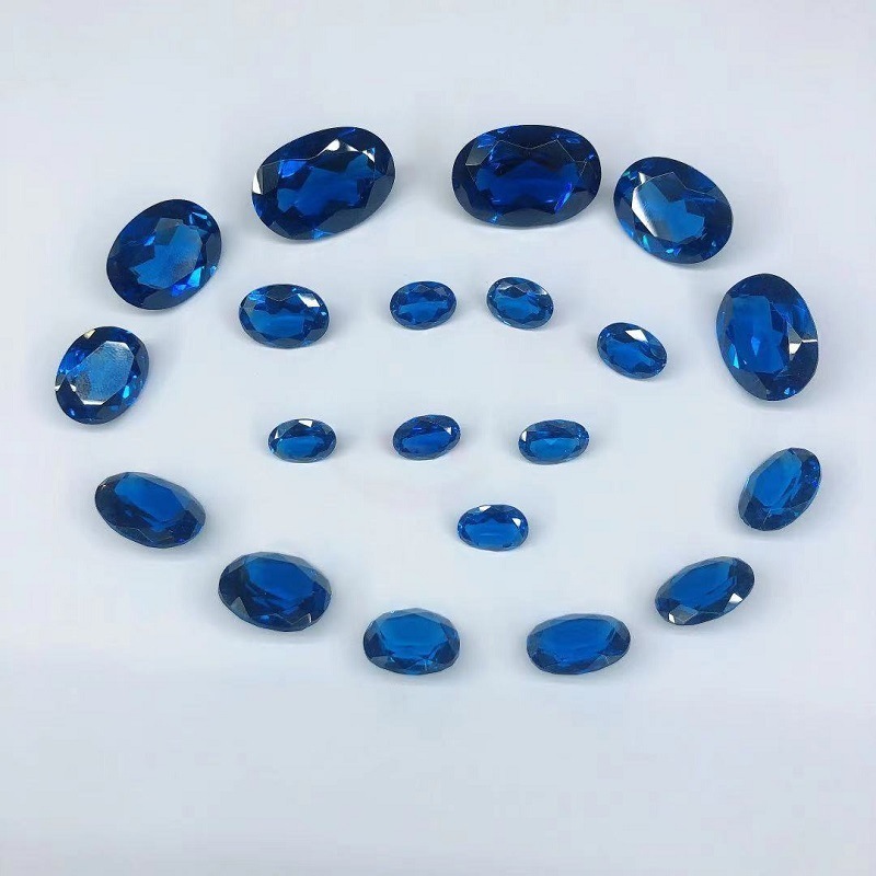 hot sale  high quality synthetic Spinel Blue Oval Round Brilliant cut gemstone Gems Loose Stone can be used for jewelry